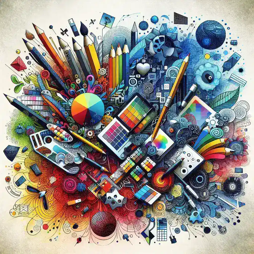 "User designing a graphic using free software tools for graphic design on a computer screen, showcasing professional-grade features and capabilities"