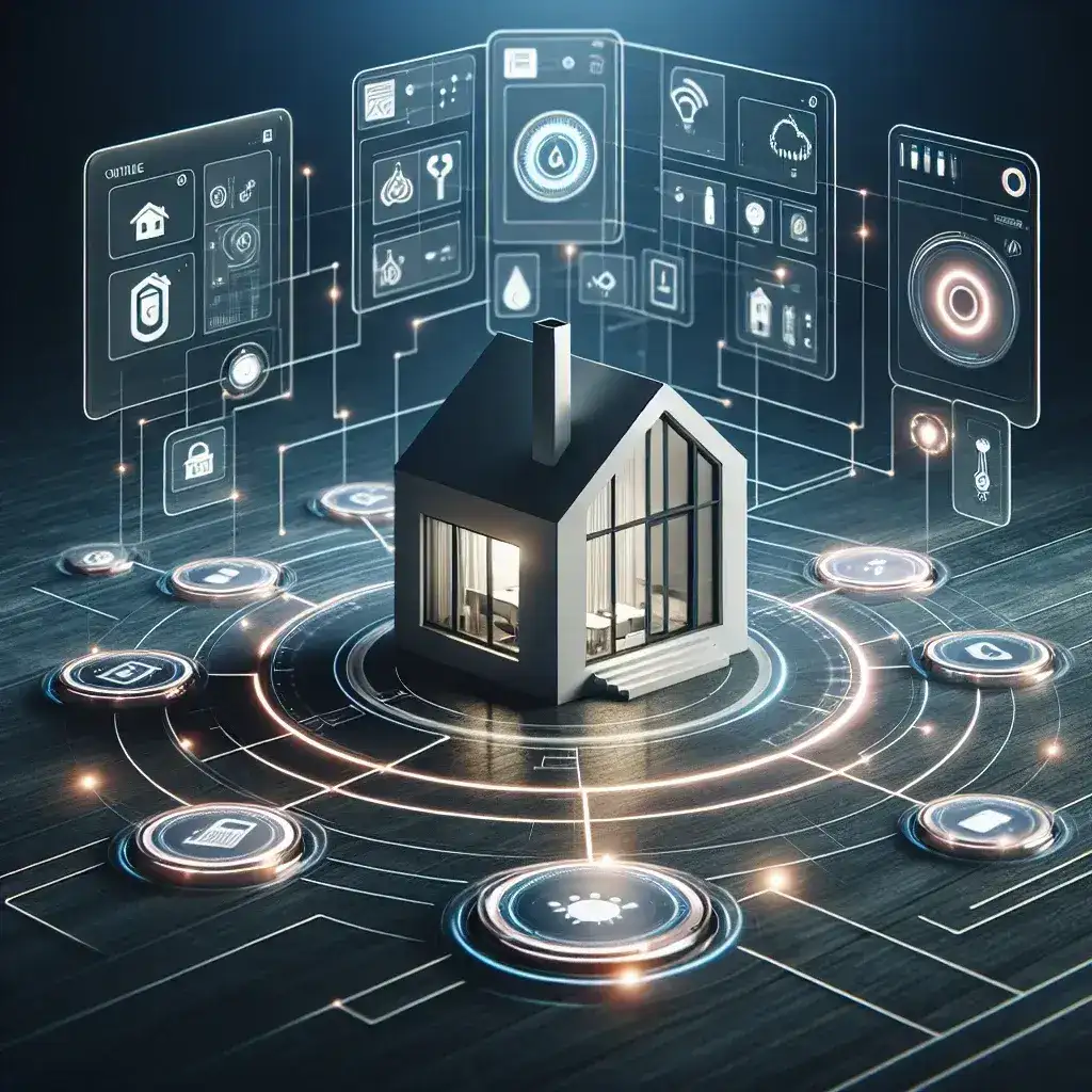 "Smart home hub controlling various devices in a contemporary living room, showcasing integration of technology in home automation for the article 'Smart Home Hubs: Are They Still Necessary in 2025?'"