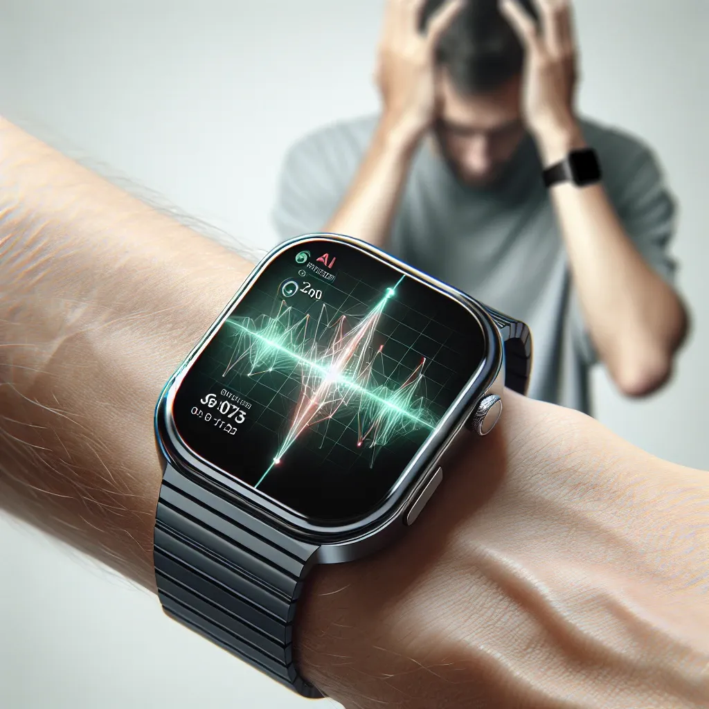 "Apple Watch showcasing new AI-powered stress detection feature for U.S. users, highlighting health technology advancements in wearable devices."