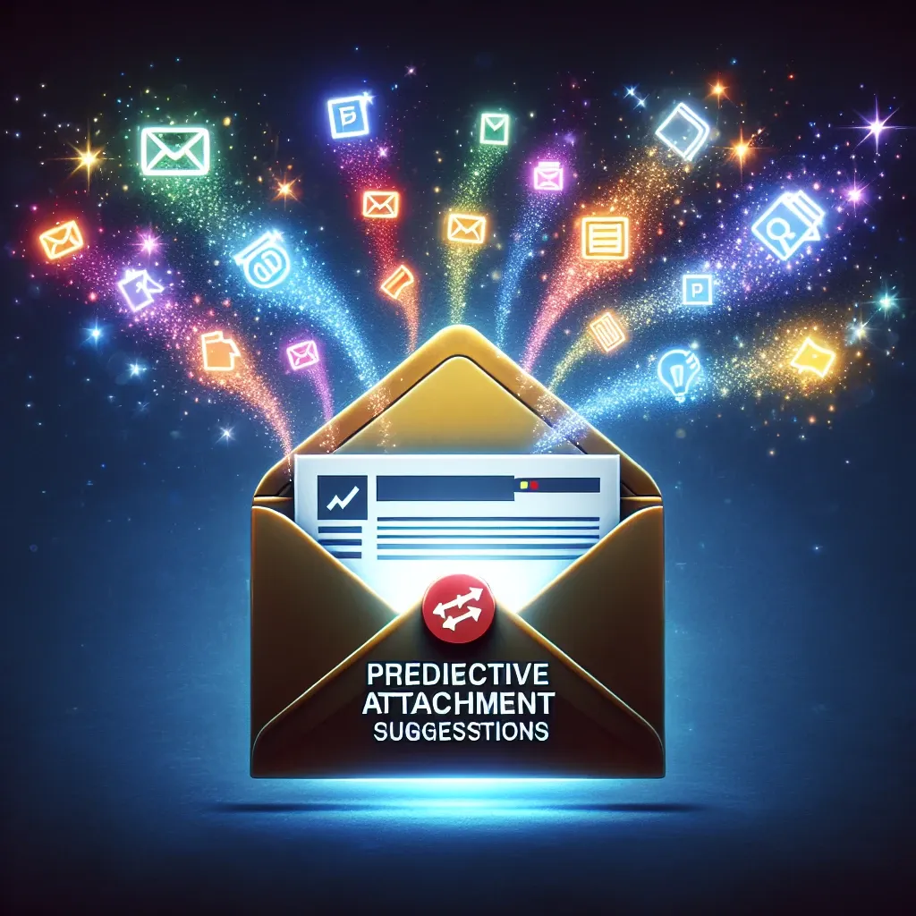 "Microsoft Outlook interface displaying predictive attachment suggestions feature, highlighting user-friendly email enhancements for improved productivity and efficiency."
